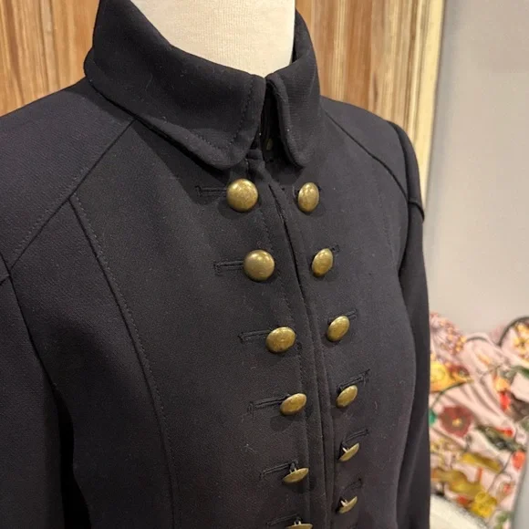 Zara Black Pea Coat with Gold Buttons - Picture 2 of 9